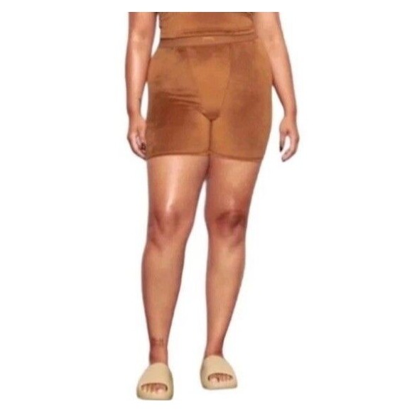 SKIMS Women's 4XL High Rise Stretch Velour Boxer Short Copper NWT Lounge Comfort - Picture 1 of 9